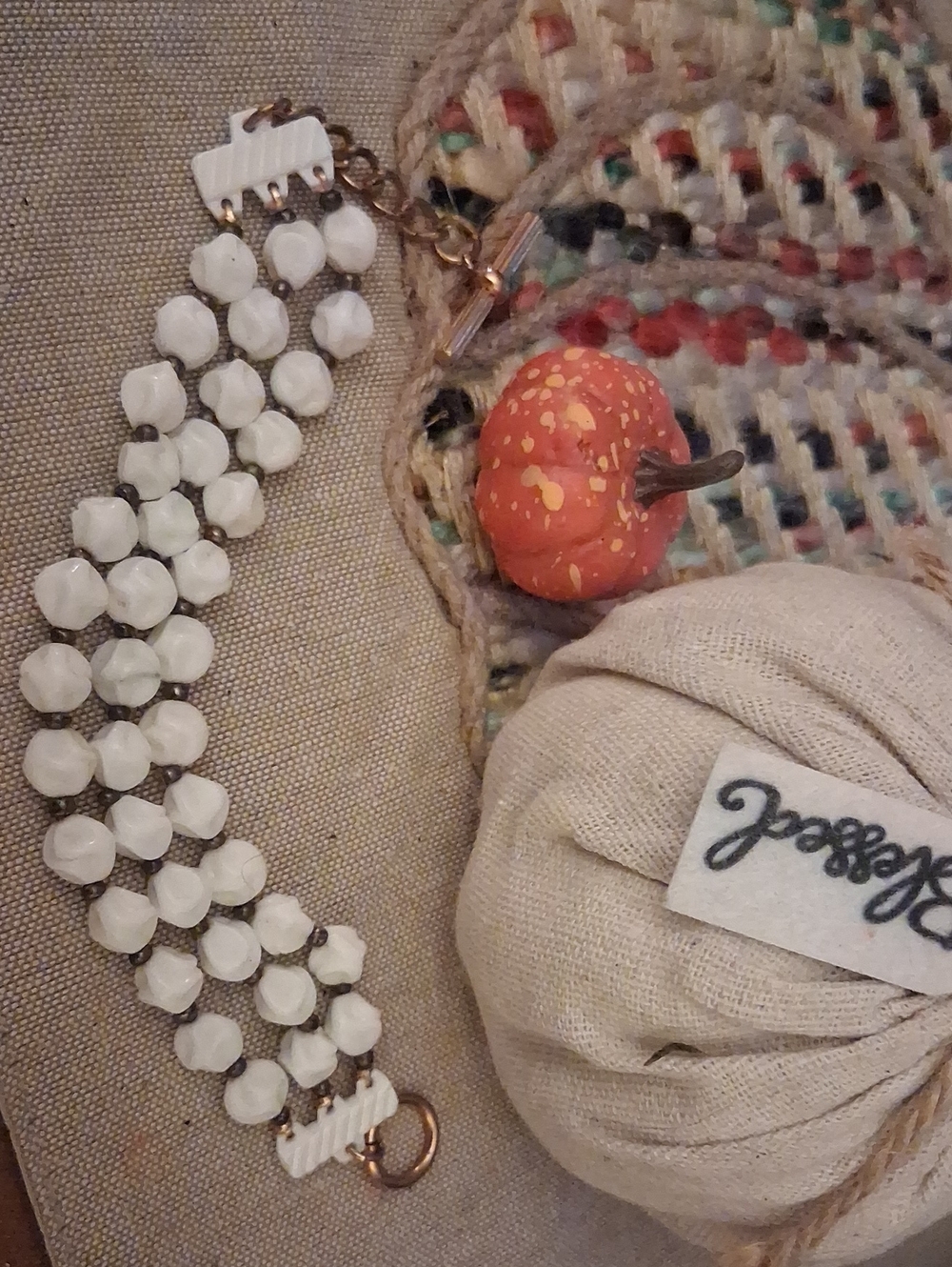 White Beaded Multi-Row Bracelet